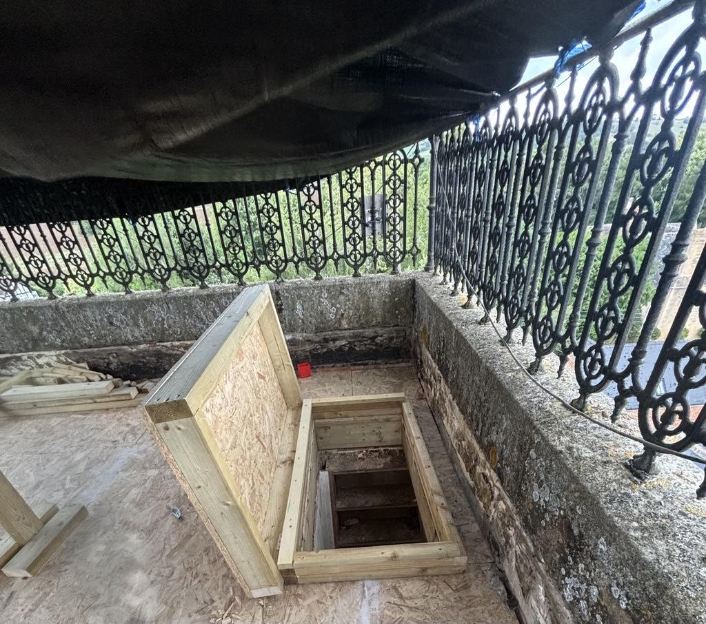 Custom-made access hatch installed as part of the Beckford Grange roof renovation
